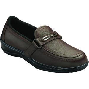 image:imageOrthofeet Womens Orthopedic Chelsea Adjustable Leather Dress LoaferBrown