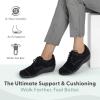 image:imageOrthofeet Womens Orthopedic Eleanor SlipResistant Suede Wedge OxfordBlack