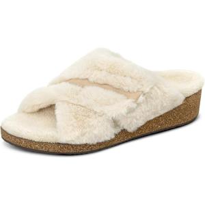 image:imageOrthofeet Womens Orthopedic Celine Adjustable Faux Fur Lined SlipperCream