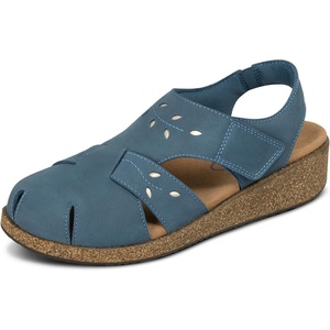 image:imageOrthofeet Womens Orthopedic Celeste Adjustable Water Repellent Wedge SandalSteel Blue