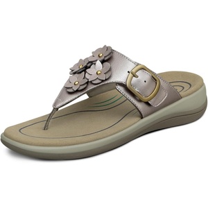 image:imageOrthofeet Womens Orthopedic Daisy Adjustable SlipOn Thong SandalPewter