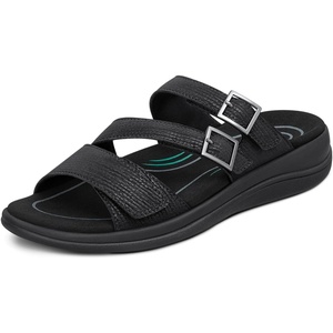 image:imageOrthofeet Womens Orthopedic Sahara Weave Adjustable Slide SandalBlack