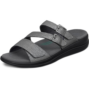 image:imageOrthofeet Womens Orthopedic Sahara Weave Adjustable Slide SandalPewter