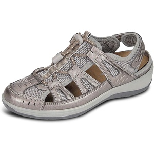 image:imageOrthofeet Womens Orthopedic Verona Adjustable ClosedToe Fisherman SandalPewter