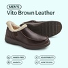 image:imageOrthofeet Vito Orthopedic Mens SlipOn Slippers  HandsFree WaterRepellent SlipOn Adjustable House Shoes with Faux Fur Arch Support Ergonomic Cushioning Wide Toe BoxBrown