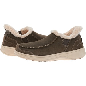 image:imageOrthofeet Vito Orthopedic Mens SlipOn Slippers  HandsFree WaterRepellent SlipOn Adjustable House Shoes with Faux Fur Arch Support Ergonomic Cushioning Wide Toe BoxDark Olive
