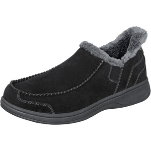 image:imageOrthofeet Vito Orthopedic Mens SlipOn Slippers  HandsFree WaterRepellent SlipOn Adjustable House Shoes with Faux Fur Arch Support Ergonomic Cushioning Wide Toe BoxBlack