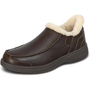 image:imageOrthofeet Vito Orthopedic Mens SlipOn Slippers  HandsFree WaterRepellent SlipOn Adjustable House Shoes with Faux Fur Arch Support Ergonomic Cushioning Wide Toe BoxBrown