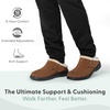 image:imageOrthofeet Asheville Orthopedic Men House Slippers  Hands Free Adjustable SlipOn Faux Fur Supportive House Shoes with Arch Support Comfortable Cushioning Wide Toe BoxBrown