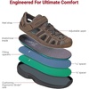 image:imageOrthofeet Clearwater Orthopedic Men Fisherman Sandal  ClosedToe Leather Upper Adjustable NoTie Bungee Closure Anatomical Arch Support Ergonomic Cushioning Wide Toe BoxBrown