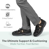 image:imageOrthofeet Clearwater Orthopedic Men Fisherman Sandal  ClosedToe Leather Upper Adjustable NoTie Bungee Closure Anatomical Arch Support Ergonomic Cushioning Wide Toe BoxBlack