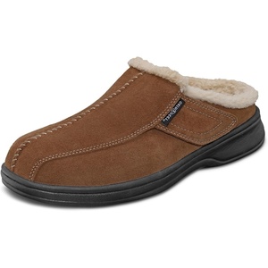 image:imageOrthofeet Asheville Orthopedic Men House Slippers  Hands Free Adjustable SlipOn Faux Fur Supportive House Shoes with Arch Support Comfortable Cushioning Wide Toe BoxBrown
