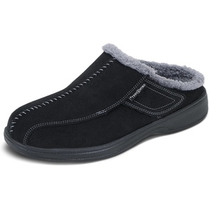 image:imageOrthofeet Asheville Orthopedic Men House Slippers  Hands Free Adjustable SlipOn Faux Fur Supportive House Shoes with Arch Support Comfortable Cushioning Wide Toe BoxBlack