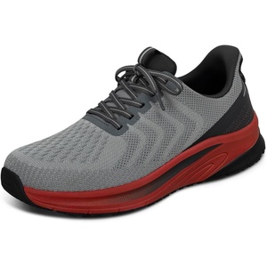 image:imageOrthofeet Tilos Orthopedic Mens Sneakers  HandsFree WaterRepellent SlipOn Stretchable Walking Shoes with Soft and Padded Cushioning Arch Support Wide Toe BoxGreyRed