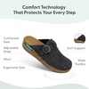 image:imageOrthofeet Womens Orthopedic Casey Adjustable Water Repellent Suede ClogCharcoal Wool